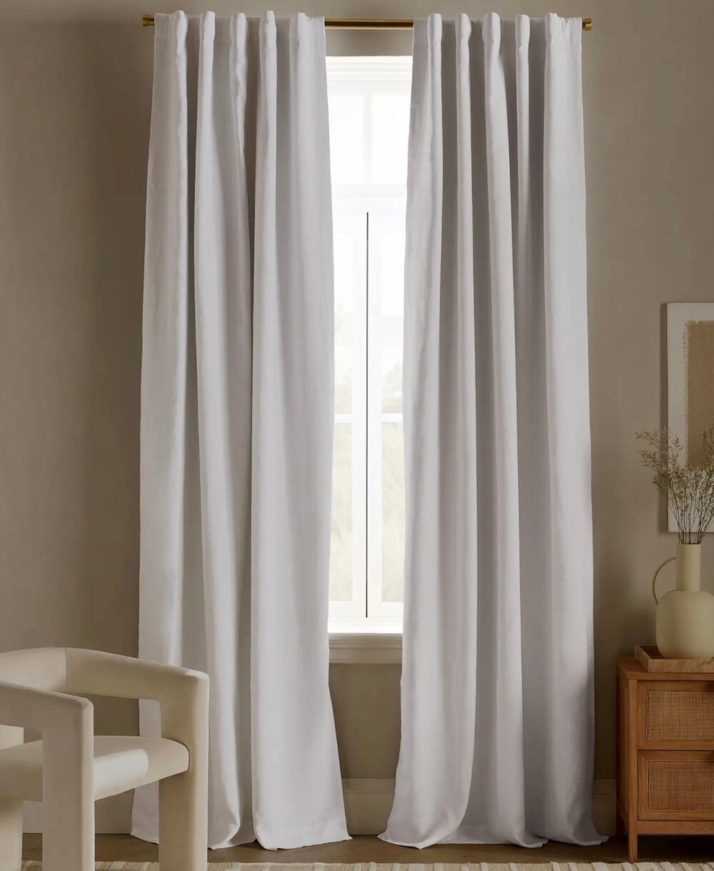 Quince European Linen Room Darkening Curtain Flax Single Panel 48x108in NWT
